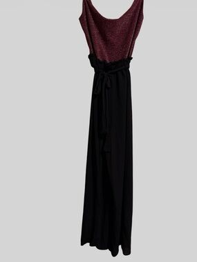 Justify Burgundy Sparkle and Black Sleeveless Jumpsuit